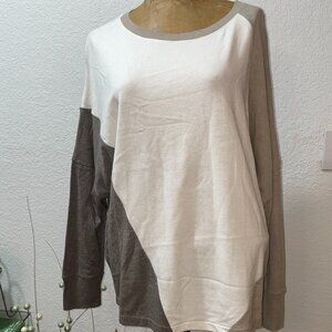 NWT $245 AMS PURE Color Block Pullover Sweater Small S 6 8